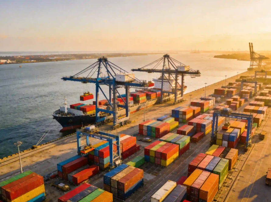 Container port operations for China to Vietnam freight shipping